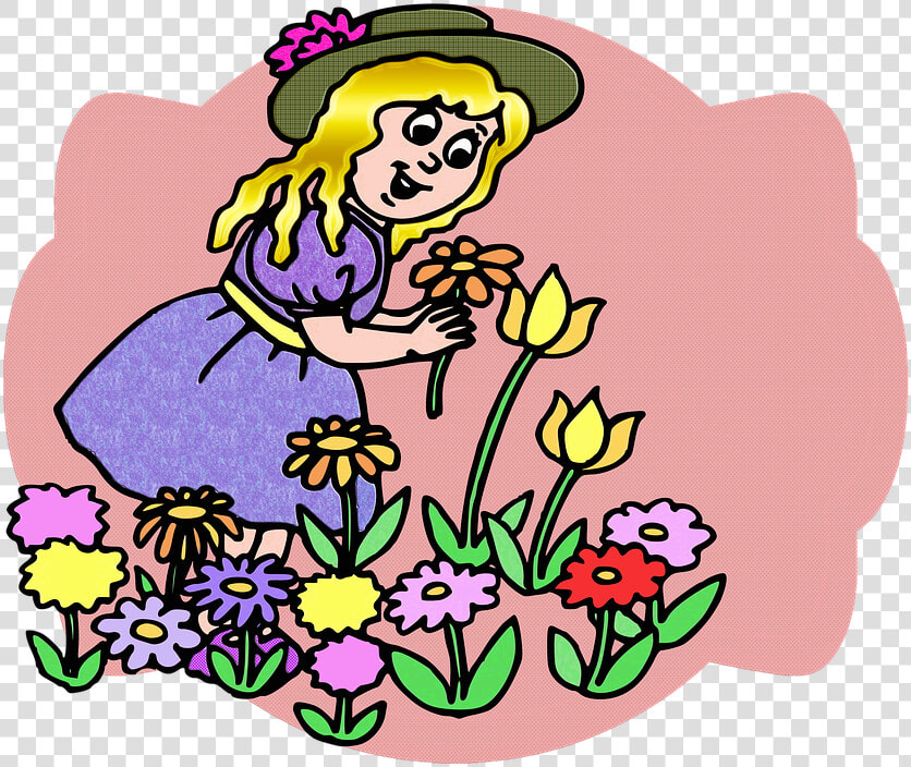 Girl  Blonde  Hat  Garden  Flowers  Spring  Child   Gambar Anak Di Taman Bunga  HD Png DownloadTransparent PNG