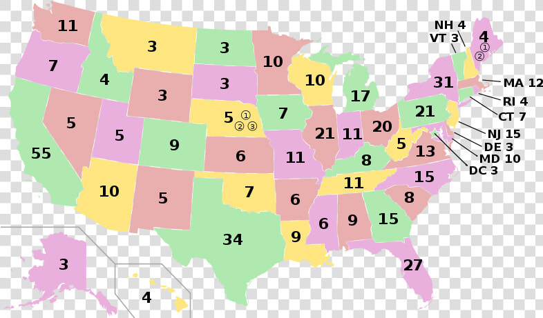 Us Electoral College Map   Us Electoral College 2020  HD Png DownloadTransparent PNG