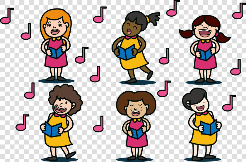 Singing Clipart Child   Choir Girls Vector  HD Png DownloadTransparent PNG