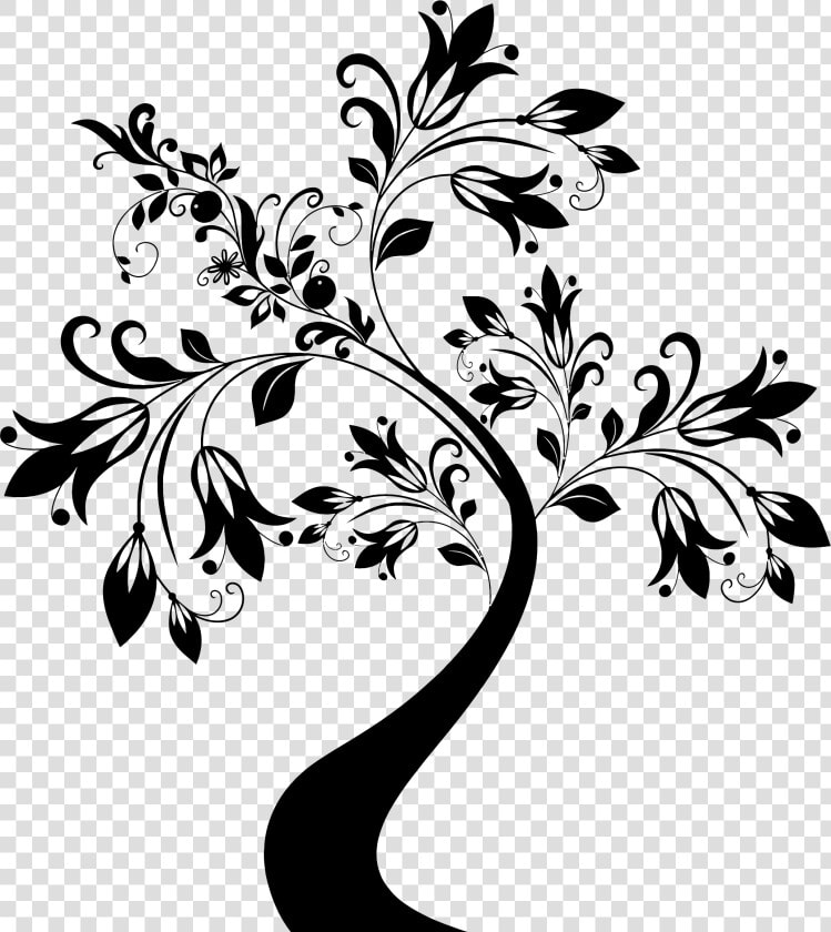 White Flower Clipart Flower Tree   Flower Tree Clipart Black And White  HD Png DownloadTransparent PNG