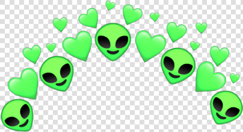  alien👽  heart crown heartcrown   Green Heart Emoji Transparent  HD Png DownloadTransparent PNG