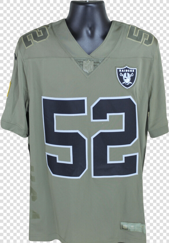 Khalil Mack Autographed Oakland Raiders Salute To Service   Sports Jersey  HD Png DownloadTransparent PNG