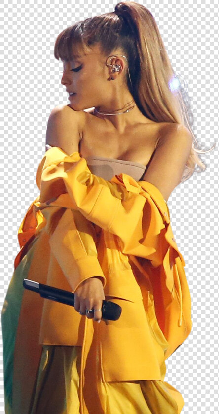 Ariana Grande In Yellow Dress On Stage Png Image   Ariana Grande Yellow Png  Transparent PngTransparent PNG