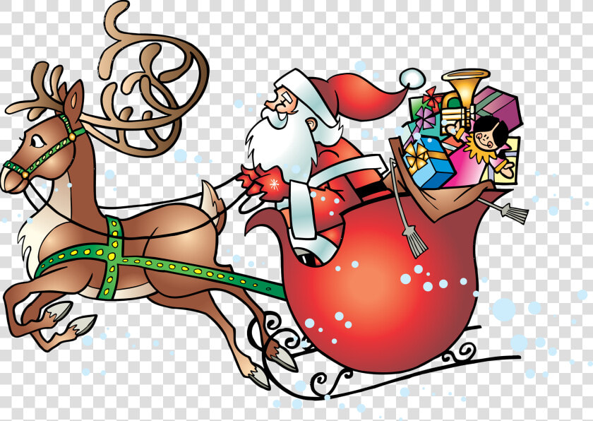 Santa Sleigh Png   Christmas Iron On Transfers  Transparent PngTransparent PNG