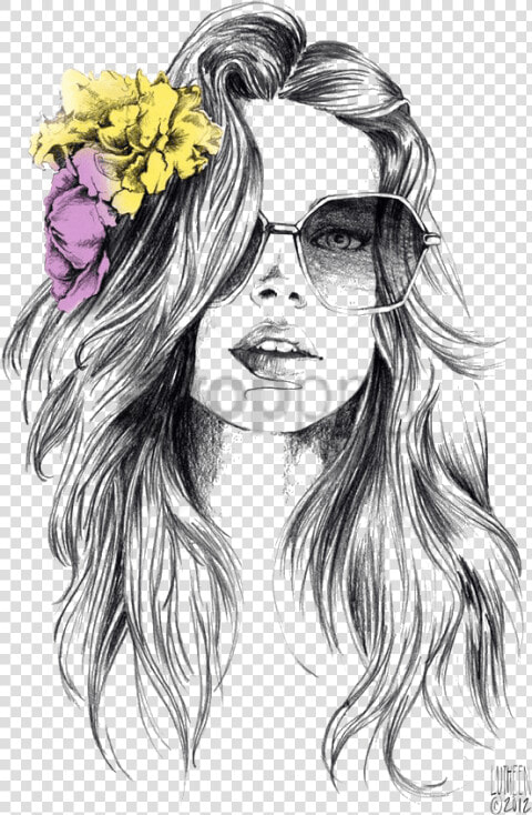 Free Png Flower In Hair Drawing Png Image With Transparent   Flower In Hair Drawing  Png DownloadTransparent PNG