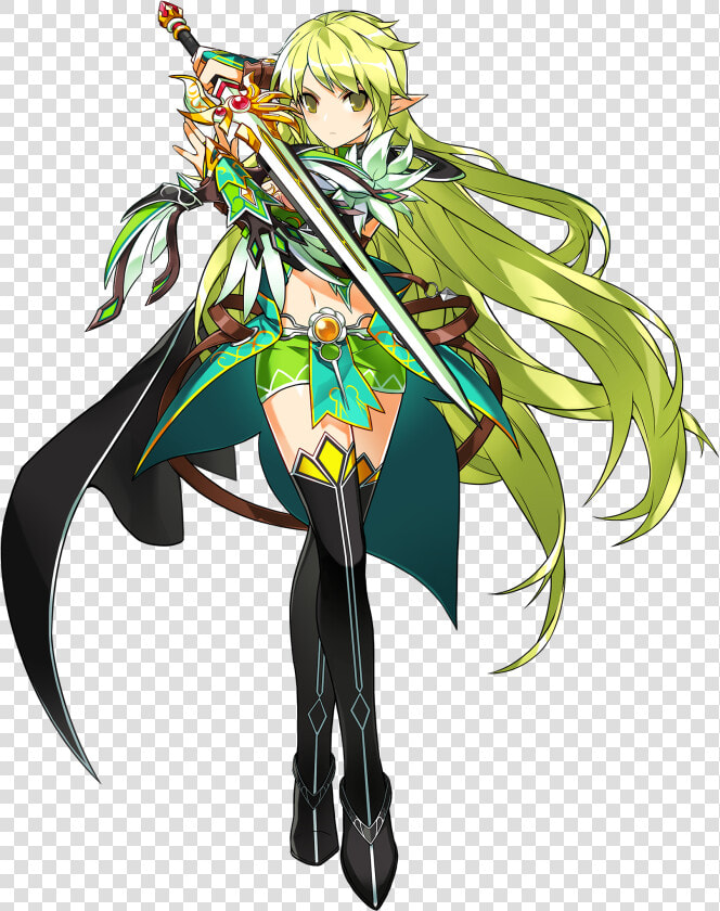 Elsword Transparent Cartoon Girl Holding Sword Png   Rena Night Watcher El Sword  Png DownloadTransparent PNG