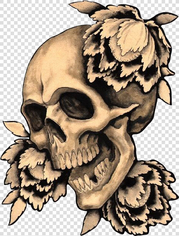 Collection Of Free Drawing Tattoo Skull Download On   Skull Flower Tattoo  HD Png DownloadTransparent PNG