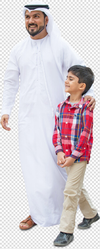 Arab Dad And Son  Walking In Traditional Fashion   Arab Person Walking Png  Transparent PngTransparent PNG