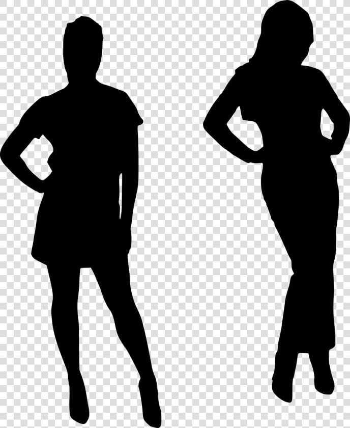 Silhouette  Female  Models  Friendship  Teamwork  Retro   Model Girl And Boy Clipart  HD Png DownloadTransparent PNG