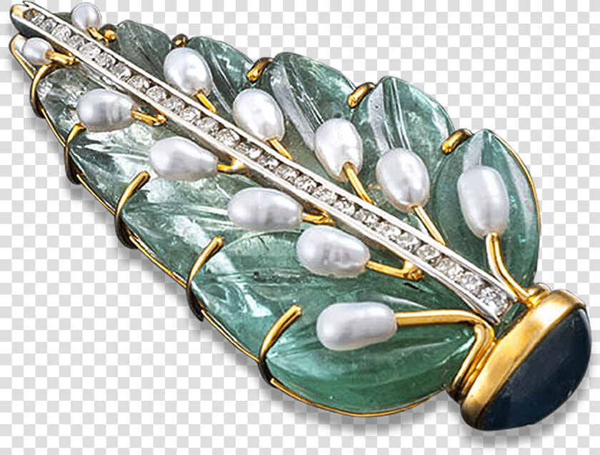 Seaman Schepps Aquamarine Leaf Brooch   Jade  HD Png DownloadTransparent PNG